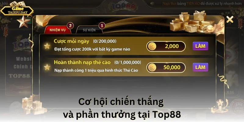 Cơ hội chiến thắng và phần thưởng tại Top88